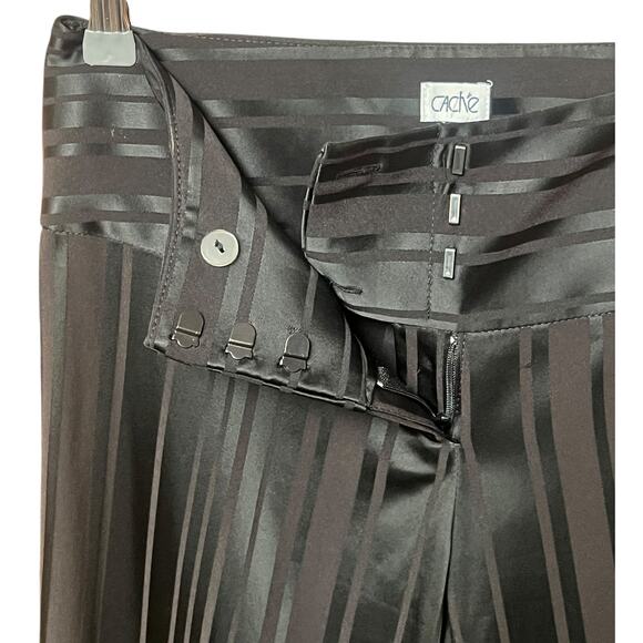 CACHE Pants Stripped Silky in Black Fabric From France Size Small Made in USA - Picture 8 of 9